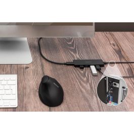 Digitus Hub USB 3.0 4 Ports Slim avec Câble USB-C 1,2 m - Hub USB 3.2 Gen 1 (5 Gbit/s) Compact et Noir