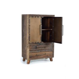 GINER Y COLOMER Buffet en Bois Recyclé et Métal avec 2 Portes et 2 Tiroirs - 120x75x40 cm, Finition Naturelle et Effet Oxydé, Meuble Écologique