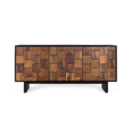 GINER Y COLOMER - Buffet contemporain en bois de mangue avec 3 portes en sheesham, finition wengué-noyer, 160 cm de large x 75 cm de haut x 40 cm de profondeur Precio: 1271.988. SKU: B1FBK38ZGP