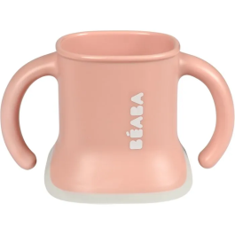 BEABA evoluclip - Tasse d'apprentissage évolutive 3 en 1 pour bébé (biberon, gourde, verre) - Ancien Rose