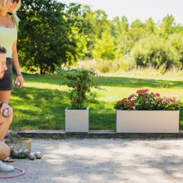 Eda - Volcania Up - Jardinière balconnière 25 L, décor pierre, beige calcaire, 59 x 19,5 x 22,8 cm, intérieur/extérieur