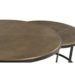 GINER Y COLOMER - Buffet de salon en nid de 2 pièces avec plateau en bronze et pieds en métal doré - Structure en fer laqué noir - Grand plateau 46x76 cm, petit plateau 41x66 cm