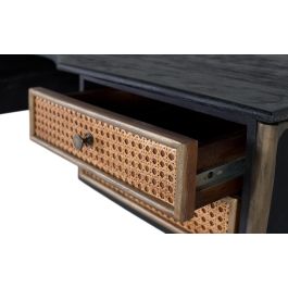 GINER Y COLOMER Bureau en bois de manguier noir avec pieds en fer bronze et 4 tiroirs à claire-voie - Plateau 38x10cm, Hauteur totale 51cm