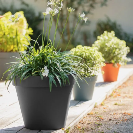 Eda Pot de fleur Toscane rond, Ø 60 cm, 76 L, intérieur/extérieur, anti-UV et gélif, couleur orange terre battue, fabriqué en France