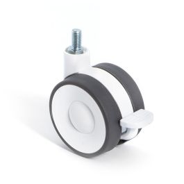 Q&Q Roue Pivotante Kroos Double Jante Ø60mm Finition Blanche Sans Frein