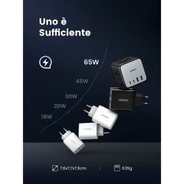 UGREEN DigiNest Cube Multiprise 3 prises AC + 2 ports USB-C + 2 ports USB-A Charge Rapide 65W 1.8m Gris/Noir