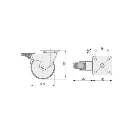 Q&Q Roue Pivotante Irony Aro De Goma Ø75 H101 Plastique Avec Frein