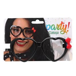 Lunettes de fantaisie femme adulte en forme de cœur avec nœud rouge, accessoire chic pour déguisement, carnaval ou fête thématique