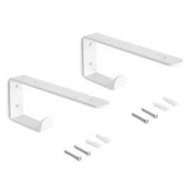 Emuca Jeu de supports pour étagères en bois Shelf avec cintre intégré, Acier, Peint en blanc
