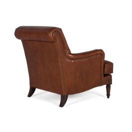 GINER Y COLOMER Fauteuil en Cuir Brun avec Accoudoirs et Pieds en Bois de Style Chippendale, Dimensions L94 x P82 x H88 cm - Intérieur
