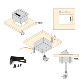 Emuca Multiconnecteur Atom 14 pour bureau, EU, Peint en noir, Acier et Plastique et Aluminium.