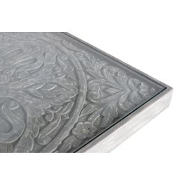 GINER Y COLOMER Table de salle à manger rectangulaire en bois de manguier 200x100 cm avec verre, finition gris et noir, nécessite un montage