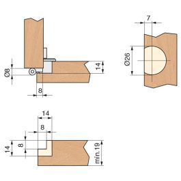 HERRAJES ALK Charnière Style Sans Goutte Ø26 Nickel