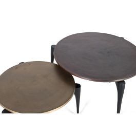 GINER Y COLOMER Lot de 2 tables basses en aluminium doré et noir - Diamètres 82 cm et 64 cm