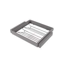 Emuca Kit tiroir à chaussures et rack ajustable Quartz pour armoires, glissières extension totale et à fermeture douce, Module 60cm, Finition Titane