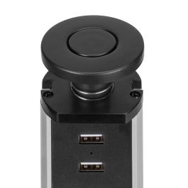 Emuca Multiconnecteur élevable Vertikal, EU, Peint en noir, Plastique et Aluminium.