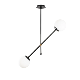 Opviq Lampe Suspendue Lanus Métal/Verre Blanc/Noir 2xE27 OPV-892OPV1931