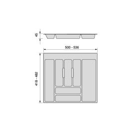 Emuca Range-couverts Optima pour tiroir universel, module 600mm, Plastique, Gris