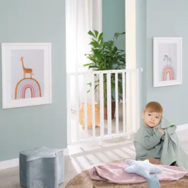 Roba Barrière de sécurité pour bébés, pour portes et escaliers, de 62 à 105 cm, Blanche