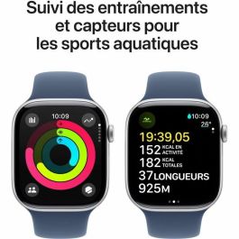 Apple Watch Series 10 GPS 46mm Argent Aluminium Boîtier Bande Sport Denim M/L