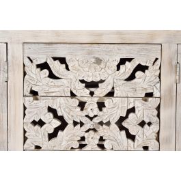 GINER Y COLOMER - Buffet en bois de manguier massif et métal avec 4 portes, 3 tiroirs, finition blanc vieilli - 80 x 190 x 38 cm