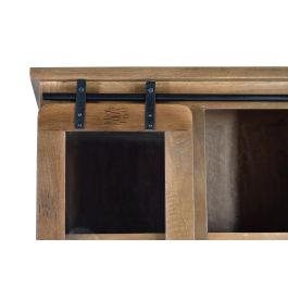 GINER Y COLOMER Armoire / Placard en Mango et Métal, 4 Portes Coulissantes, 200 x 100 x 47 cm, Style Industriel, Couleur Naturel et Noir