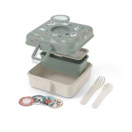 Monbento - Snacky Raccoon - Boîte à sandwich enfant 850 ml - sans BPA - lunch box avec couverts (fourchette, cuillère) et compartiment amovible