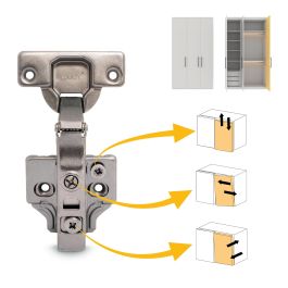 Emuca Lot de 20 charnières droites X91 à fermeture amortie avec embases à visser, hauteur 0, acier, titane