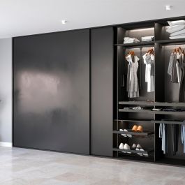 Emuca Kit de ferrures pour Flow 2 portes coulissantes et armoire à fermeture souple avec rails encastrés 2,35m, panneaux non inclus, Anodisé mat