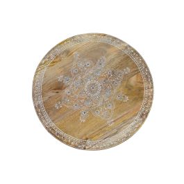 GINER Y COLOMER Table basse en bois de manguier avec pieds en métal, couleur naturel et noir - Set de 2 tables (grande: Ø80 x 48 cm, petite: Ø60 x 40 cm)