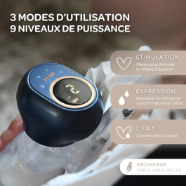 Beaba Tire-Lait Électrique Simple, léger et compact avec batterie rechargeable, idéal pour la maison ou les déplacements - Bleu nuit