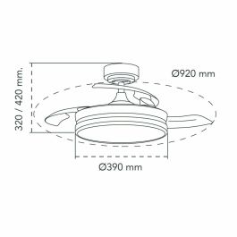 Ventilateur de Plafond CristalRecord 85-065-46-180 Noir 45 W Ø 92 cm