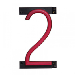 Lettre lumineuse LED Neon Numéro 2, Largeur 84mm, Hauteur 161mm, Profondeur 38mm