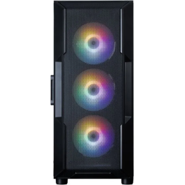 ZALMAN I3NEOV2FRGBBK Boîtier PC Gamer Moyen Tour ATX, Façade Mesh, Noir, 4 Ventilateurs RGB 120mm, Port USB Type-C, Fenêtre Verre Trempé