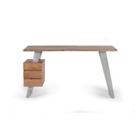 GINER Y COLOMER Bureau avec plateau en bois d'acacia naturel et structure métal - Montage requis