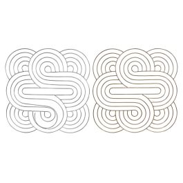 Décoration murale DKD Home Decor Doré Argenté Abstrait Oriental 61 x 1 x 61 cm (2 Unités)