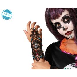 Gant de filet noir avec crâne et strass pour la mort mexicaine - Accessoire d'Halloween 2025 - Calavera, élégant pour fêtes thématiques Precio: 3. SKU: B1J69BNHTH