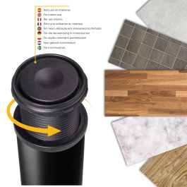 Emuca Lot de 4 pieds de table, diamètre 60mm, H 830mm, Acier, Peint en noir