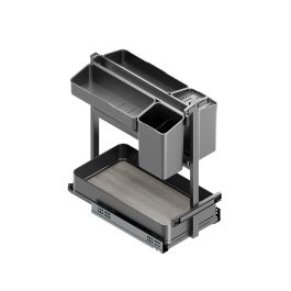 Emuca Chariot extractible avec paniers et accessoires Harmony avec fermeture à amortie, Module largeur 300mm hauteur 700mm, Acier et Bois, Gris anthracite