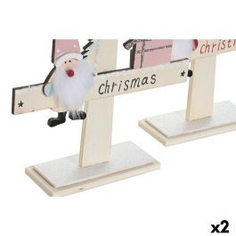 Sapin de Noël DKD Home Decor Rouge Rose Bois 17,5 x 5 x 38 cm (2 Unités)