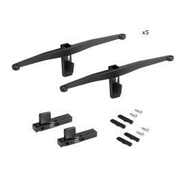 Emuca Lot de consoles pour 5 étagères en bois pour structure Zero, planches non incluses, Zamak, Peint en noir texturé