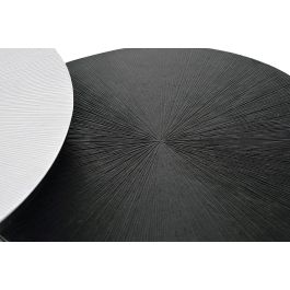 GINER Y COLOMER Lot de 2 tables basses en bois et métal, finition bronze et fer, plateau blanc et noir, diam. 45/76 cm et 40/56 cm