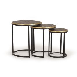 GINER Y COLOMER - Lot de 3 Tables Gigognes à Plateau en Bronze et Base en Métal Noir - Dimensions : 49 cm de Haut x 44 cm de Diamètre (Grand Modèle) Precio: 275.988. SKU: B1ABMJKJSW