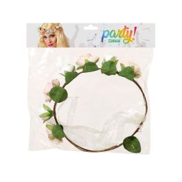 Tocado pour femme avec fleurs en tons pêche et blanc - Accessoire pour costumes de nymphe, fêtes vintage et événements en plein air