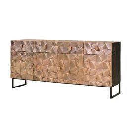 Giner y Colomer Buffet en bois massif de manguier avec ornements en bronze, 4 portes et 4 tiroirs, couleur marron foncé