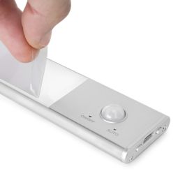 Emuca Luminaire LED Kaus rechargeable par usb avec détecteur de mouvement, L 240 mm, Anodisé mat, Plastique et Aluminium