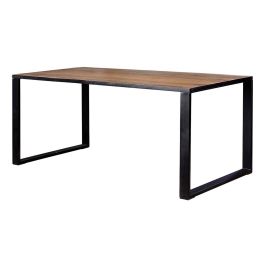 GINER Y COLOMER Table de Salle à Manger en Bois de Mango et Métal, 180x90x76 cm, 8 Places, Plateau Bois Massif, Patines Noires, à Assembler