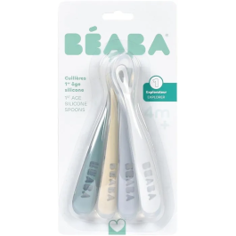 Beaba Set de 4 cuillères première alimentation Silicone souple Rainbow