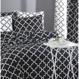 Jeu de lit noir 100% coton 220x240 cm avec 2 taies d'oreiller 60x60 cm - ASI8683742032472