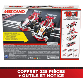 Bandai Meccano APM20104 - Coffret de construction Véhicules de course 10 en 1, 225 pièces en métal et plastique, jeu éducatif pour enfants dès 8 ans